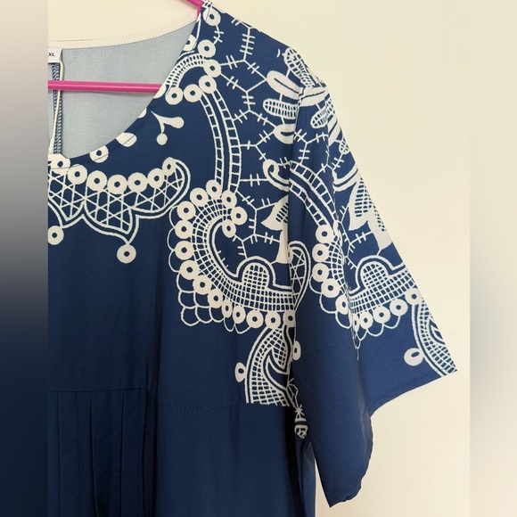 NWT Made with ❤️ Navy Blue Embroidered Boho Lightweight Pleated Midi Dress szXXL - Picture 15 of 16